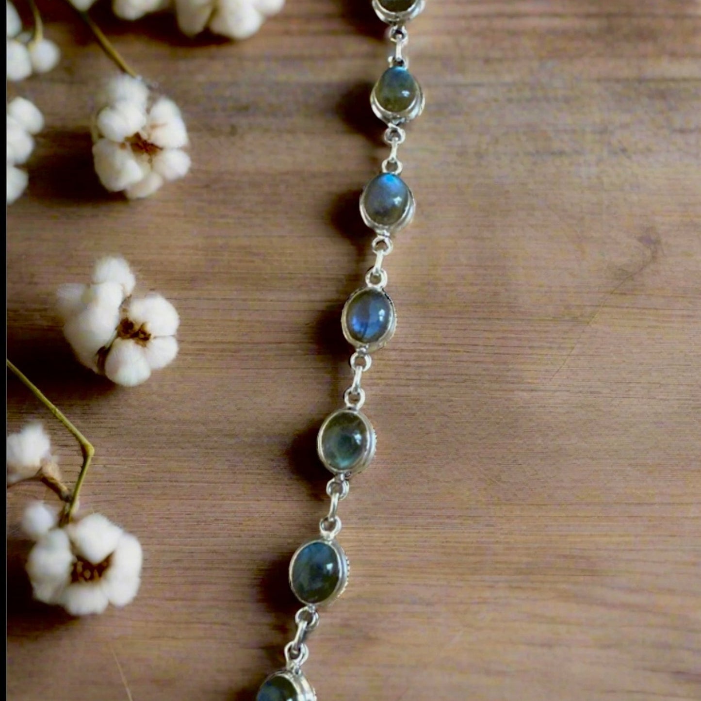 Labradorite & .925 Sterling Silver Bracelet Adjustable 6-7.5”