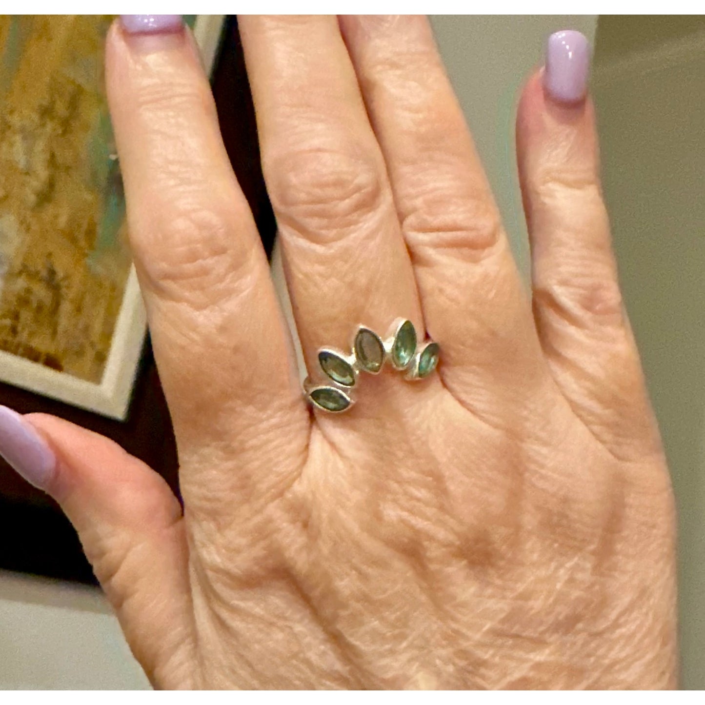 Blue Topaz Crown Ring | Stacking Ring | 925 Sterling | Size 7.75”