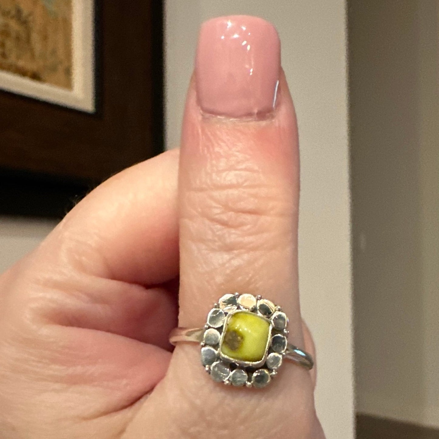 Palomino Turquoise Sterling Silver Dainty Square Ring Size 10