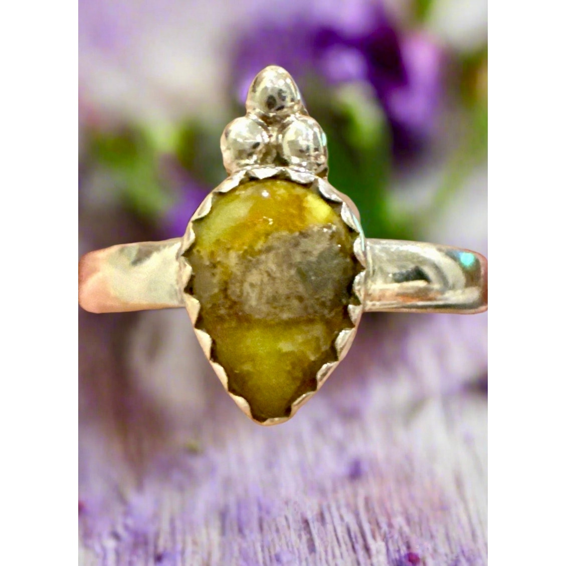 Green Minimalist | Sonoran Gold Turquoise | Ring | 925 Sterling | Size 8.25