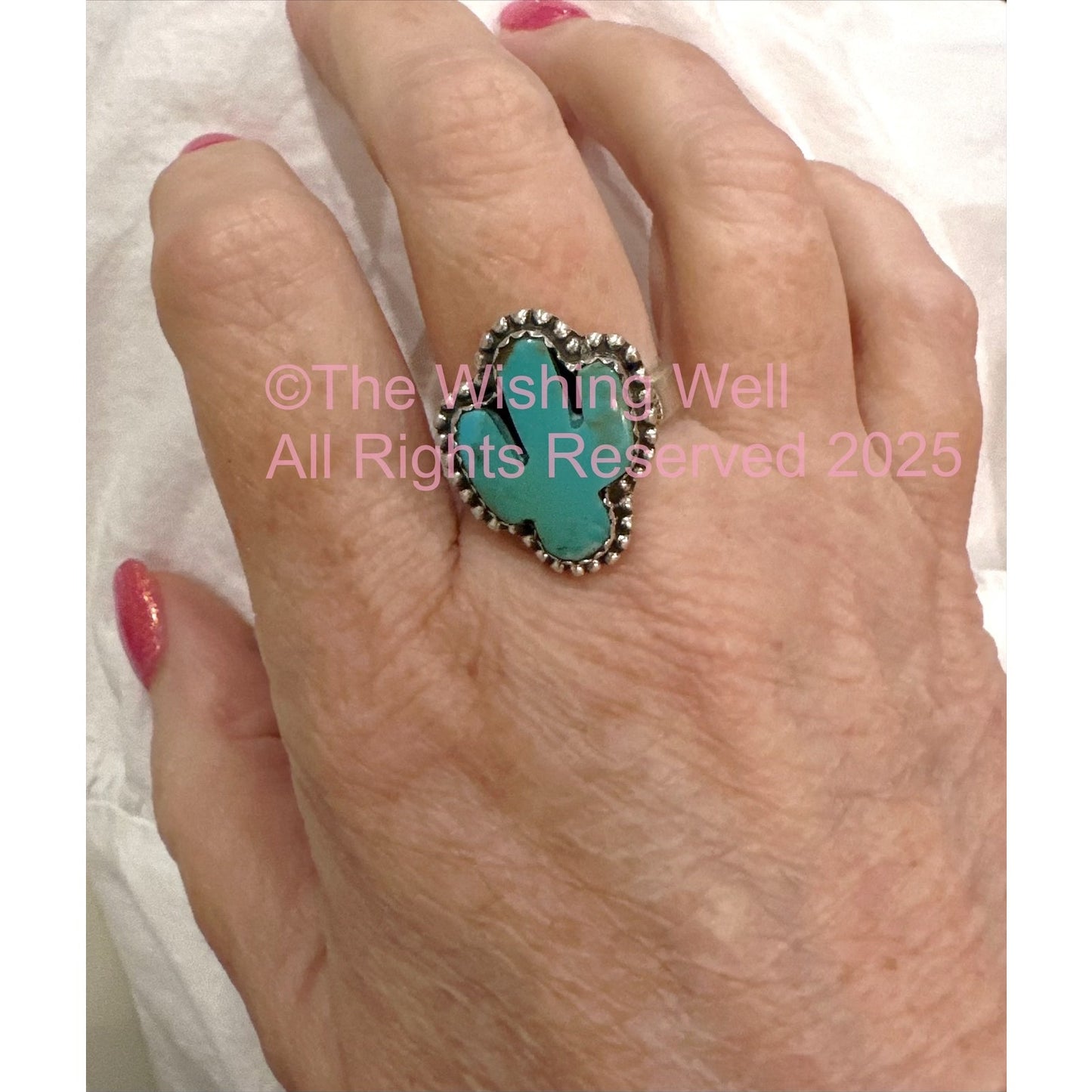 Kingman Green Turquoise | Cactus Ring | 925 | Adjustable Size 5-10