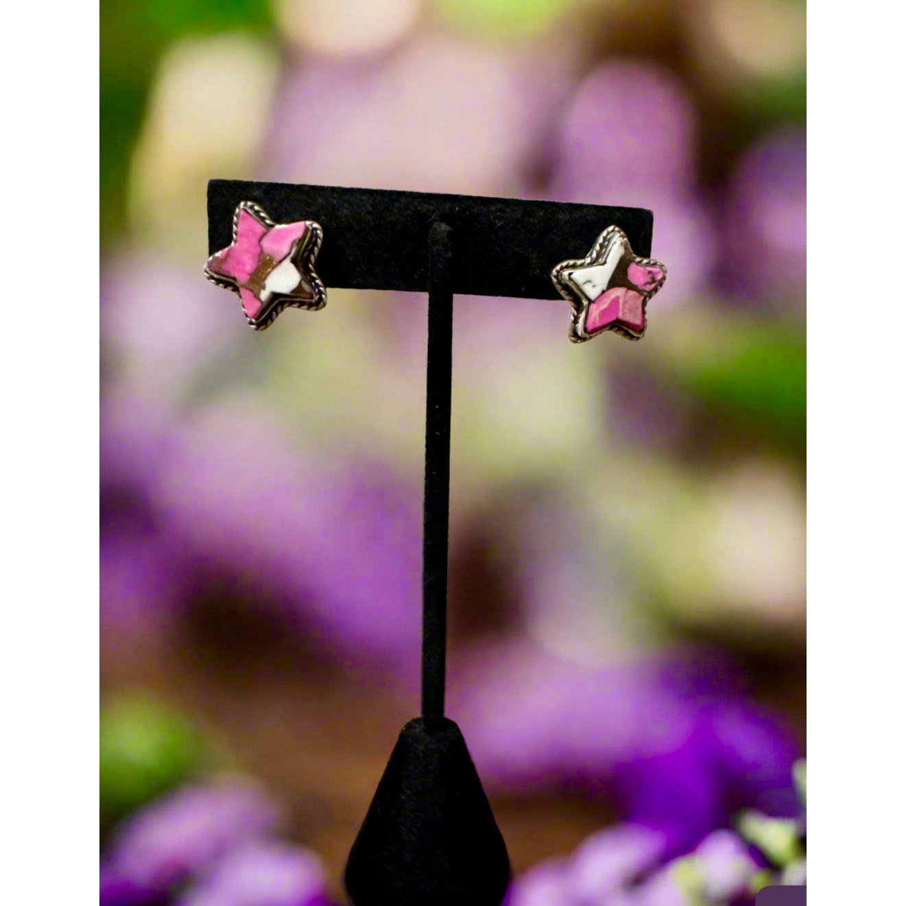 Cotton Candy Celestial Star Earrings Sterling Silver 1”