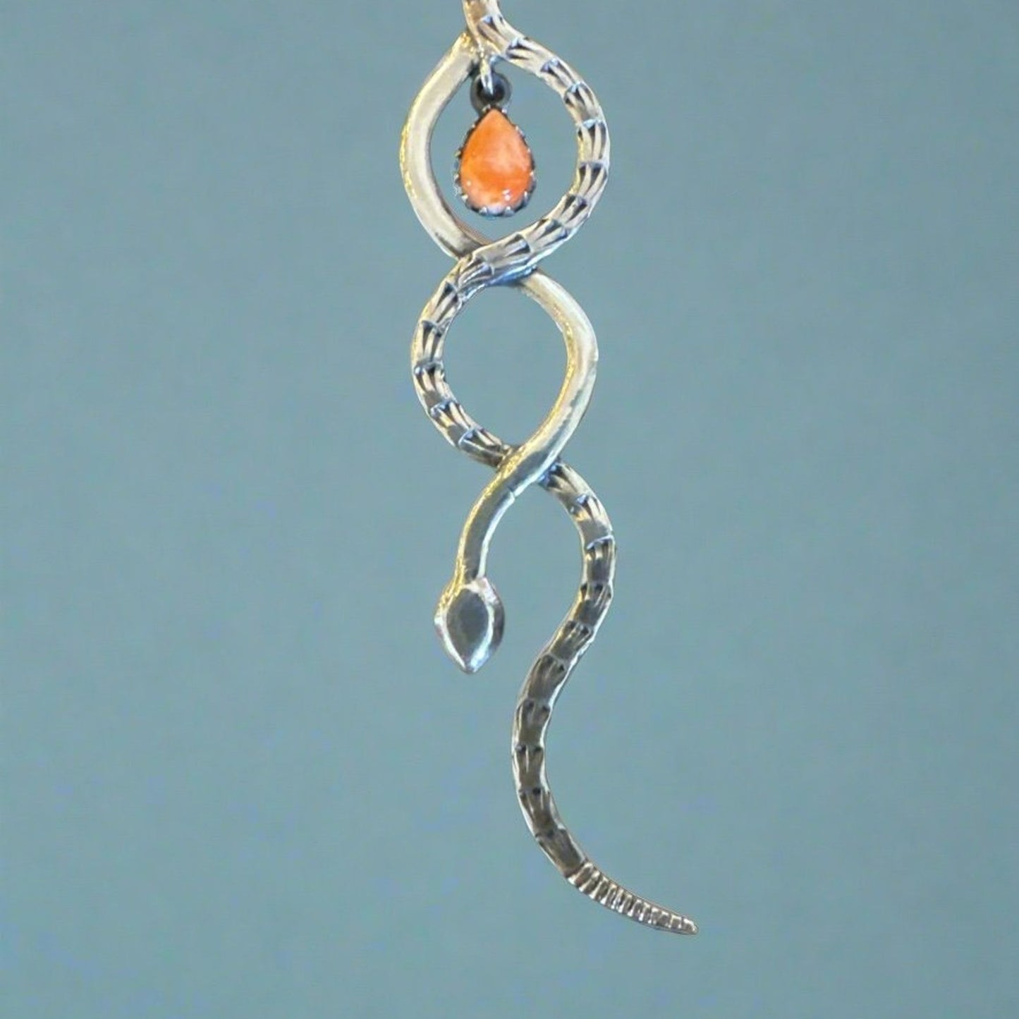 Spiny Oyster .925 Sterling Silver Snake Pendant 3”