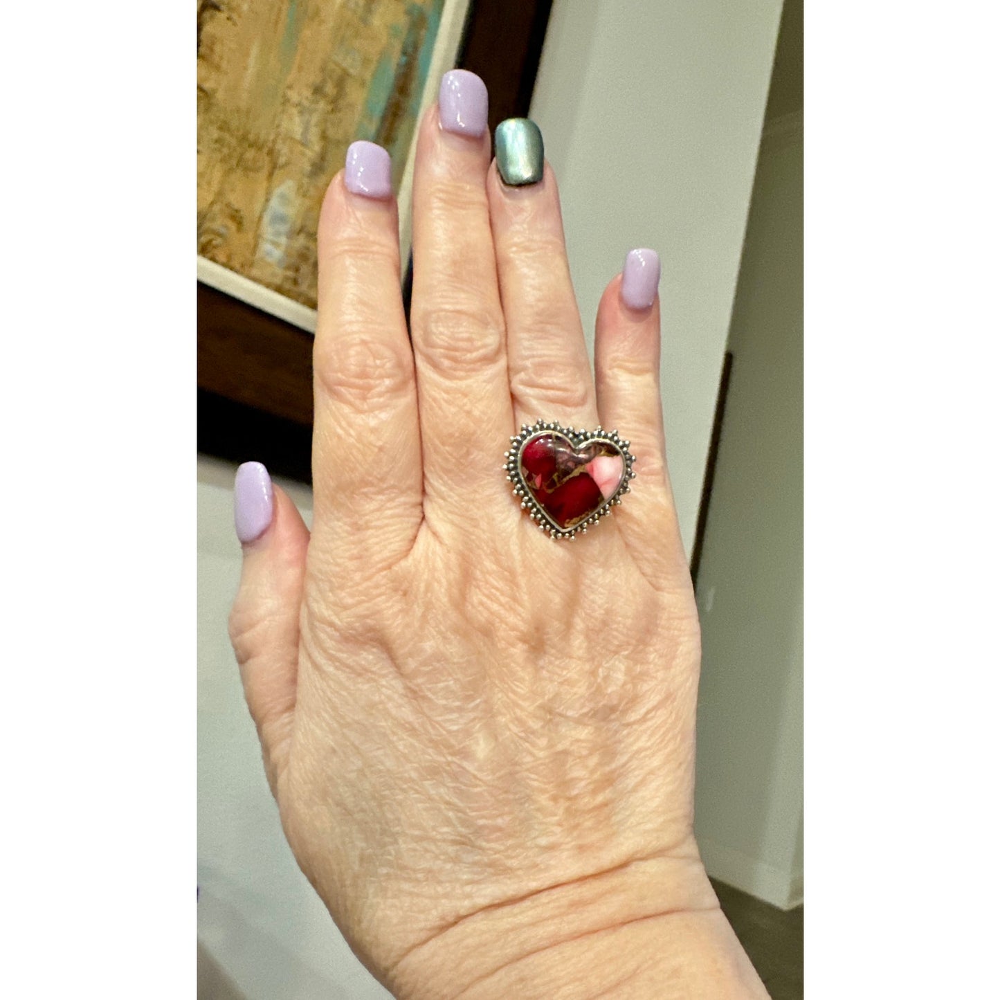 Red Rose Dahlia Turquoise | Sterling Silver | Ring Size 6