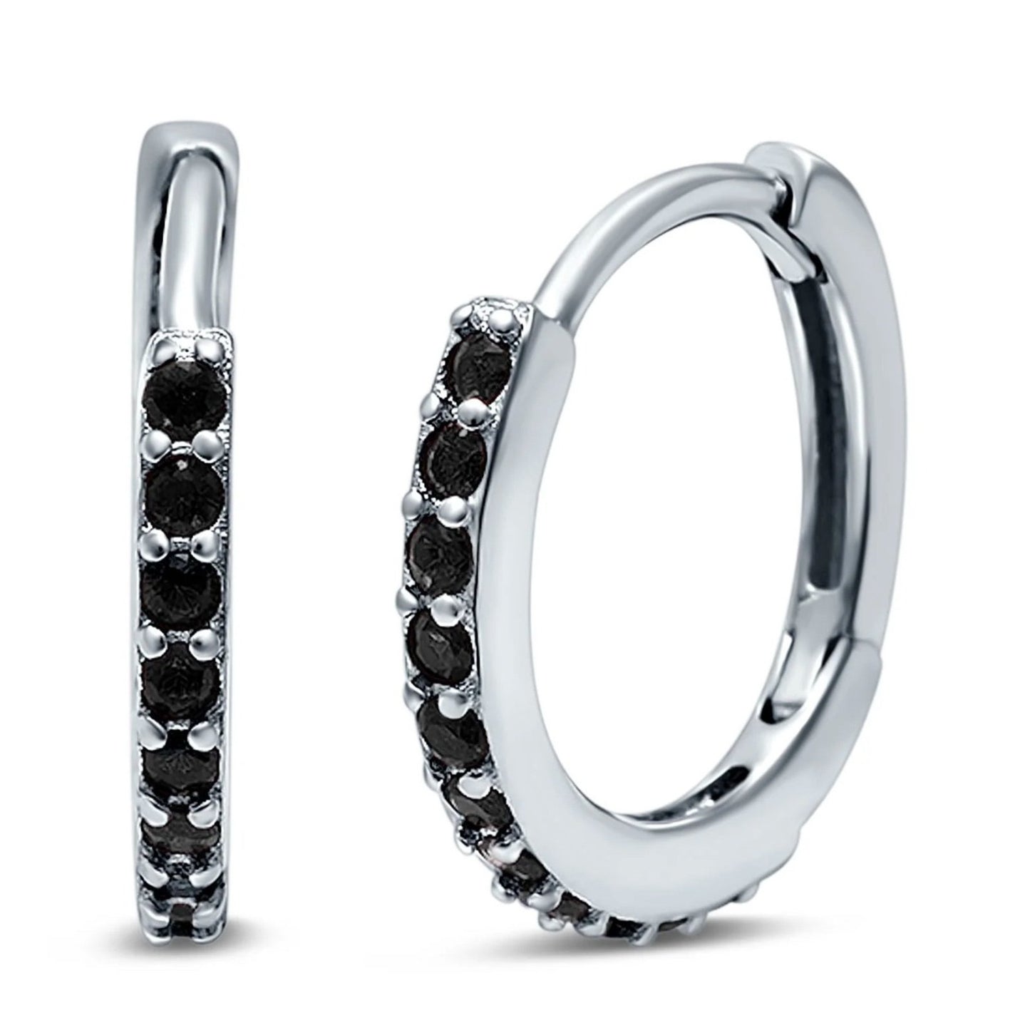 Half Eternity Hoop Earrings Round Simulated Gemstone 925 Sterling Silver