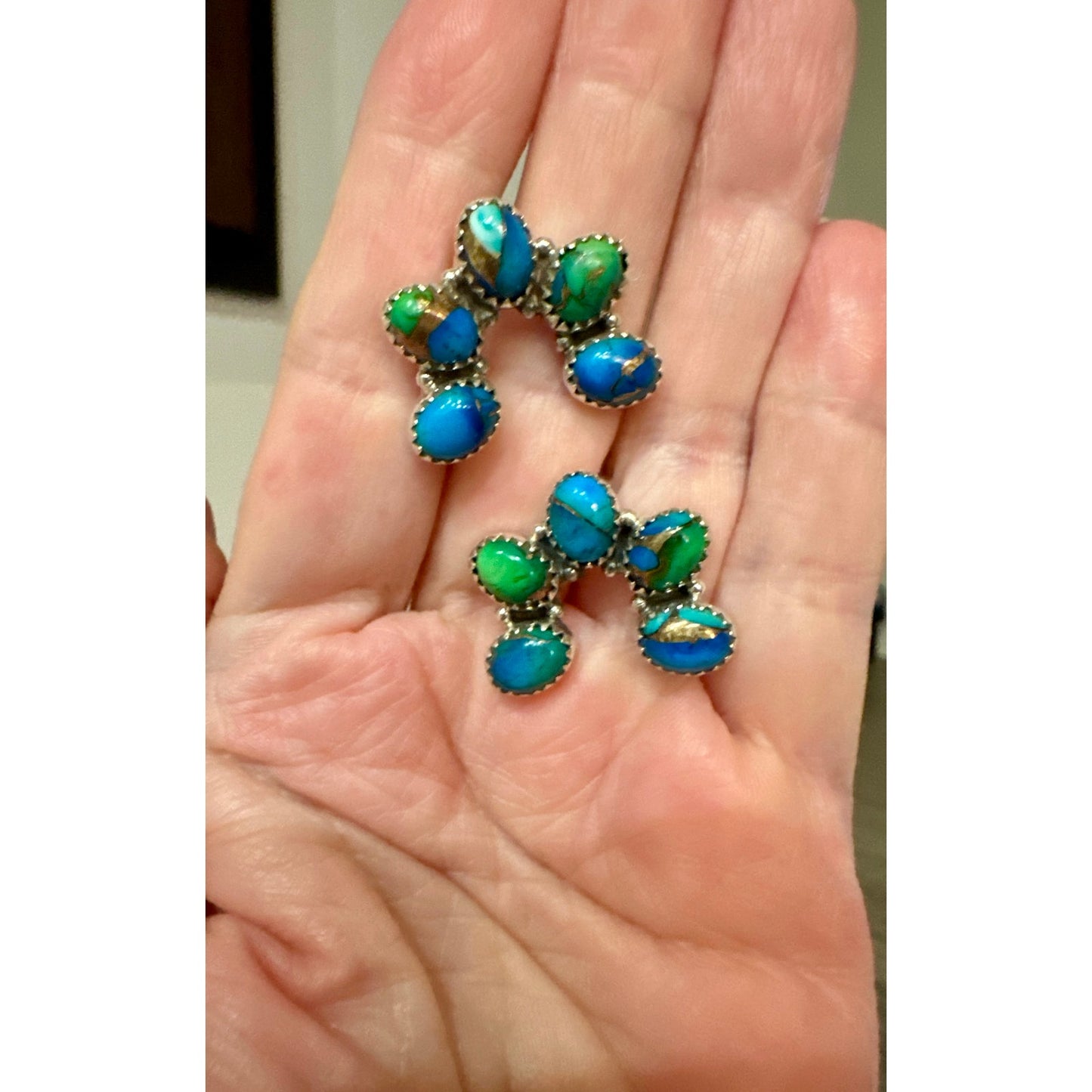 Peacock Dahlia Turquoise | Naja Earrings | 925 Sterling | Southwestern