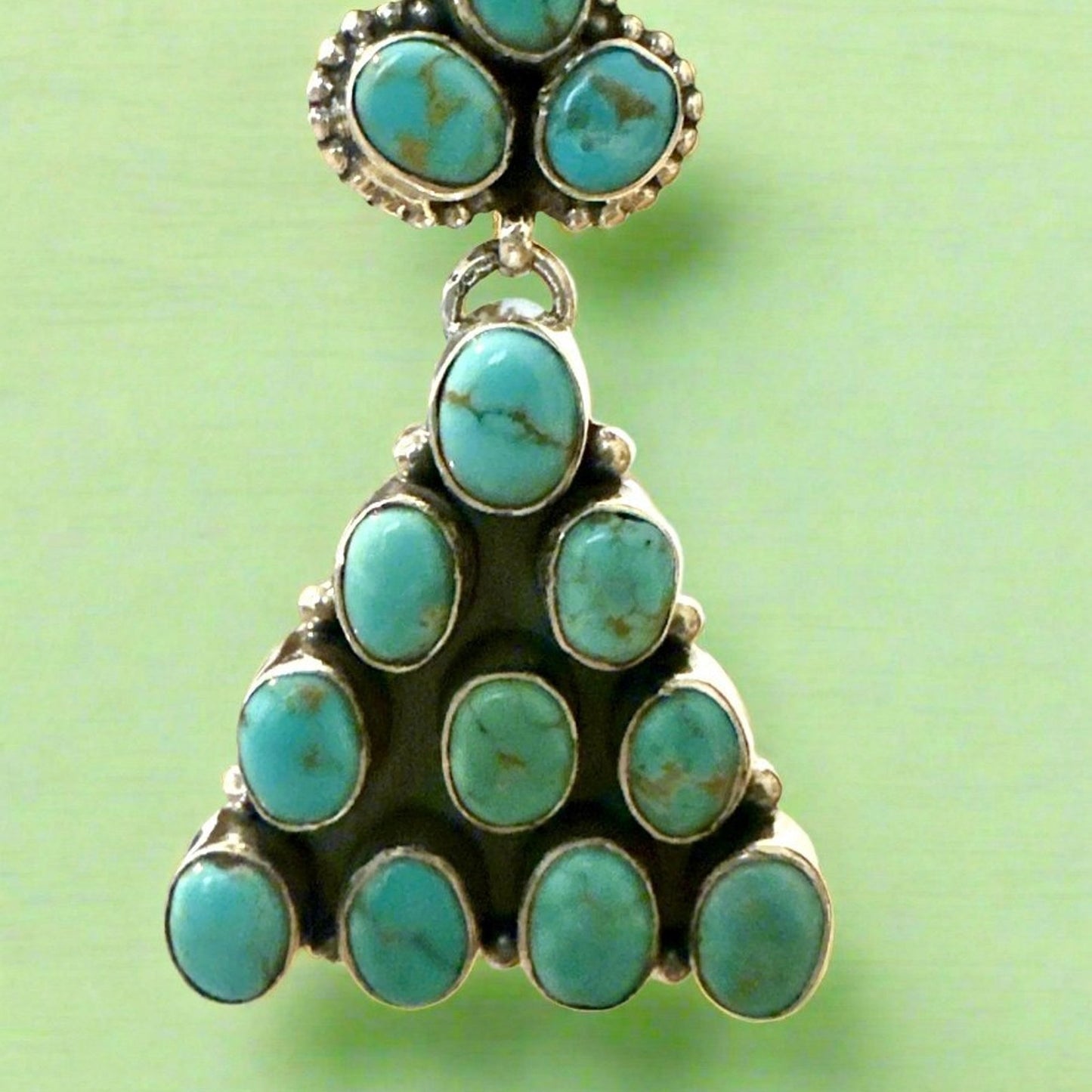 Huge Turquoise Dangle Earrings .925 Sterling Silver 1.5” Long