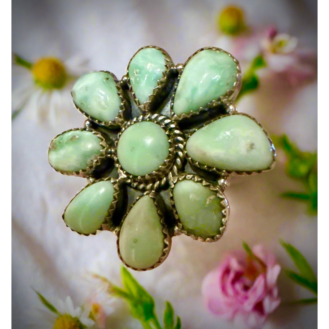 Palomino Turquoise | Cluster | Sterling Ring | Adjustable 5-11