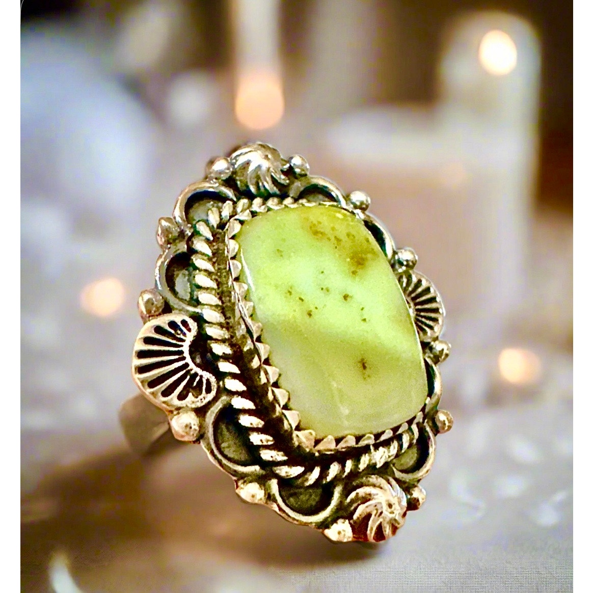 Palomino Turquoise Ring | Square Cut Gem | .925 Sterling Silver | Adjustable 5–11
