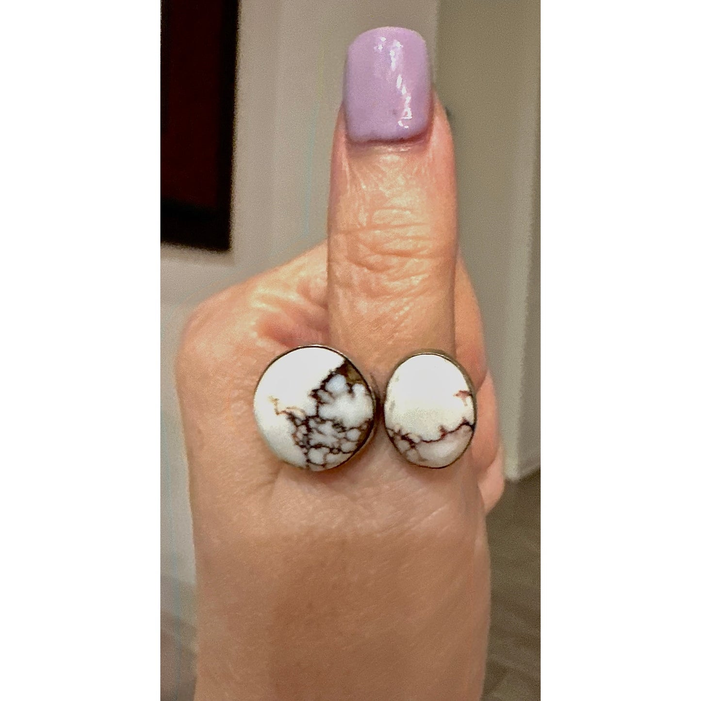 Wild Horse Jasper Round Oval Two Stone Ring Size 8+