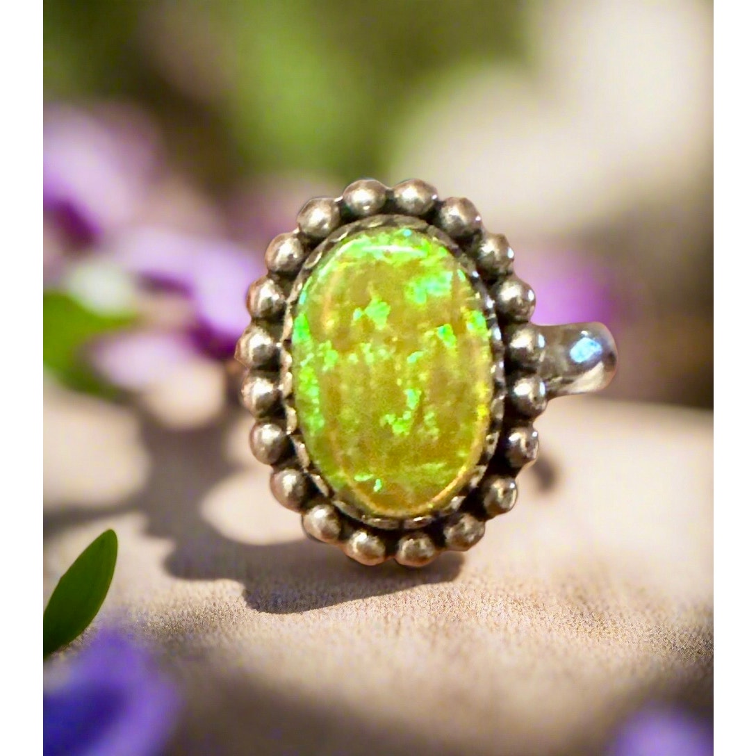 Australian Triplet Oval Opal Southwestern Ring Size 7