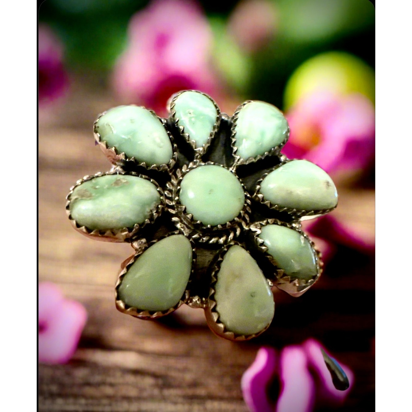 Palomino Turquoise | Cluster | Sterling Ring | Adjustable 5-11