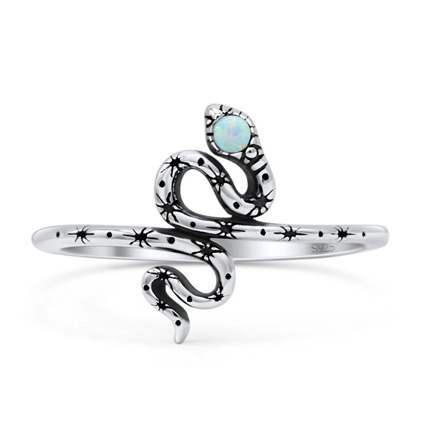 Adorable Dainty Southwestern Lab Opal Snake Ring Sizes 4-10 Sterling Silver .925