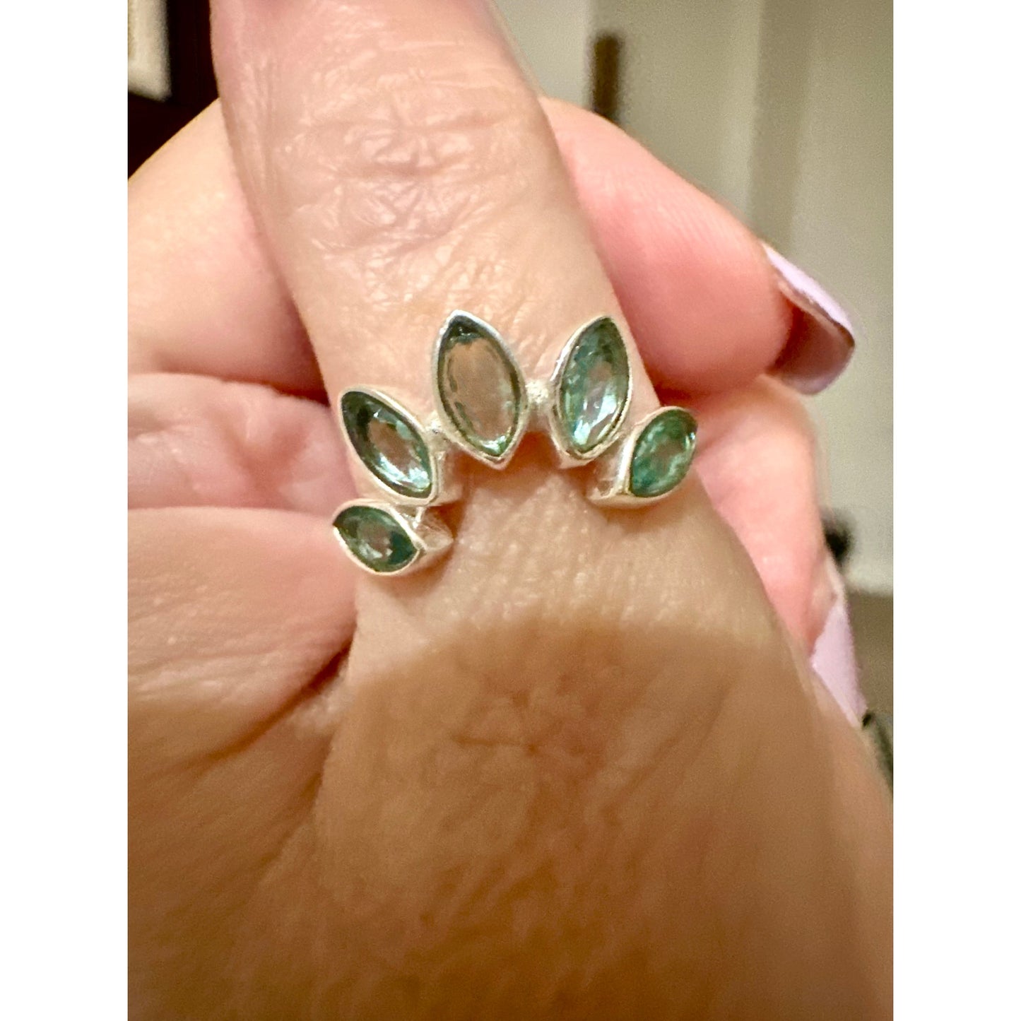 Blue Topaz Crown Ring | Stacking Ring | 925 Sterling | Size 7.75”