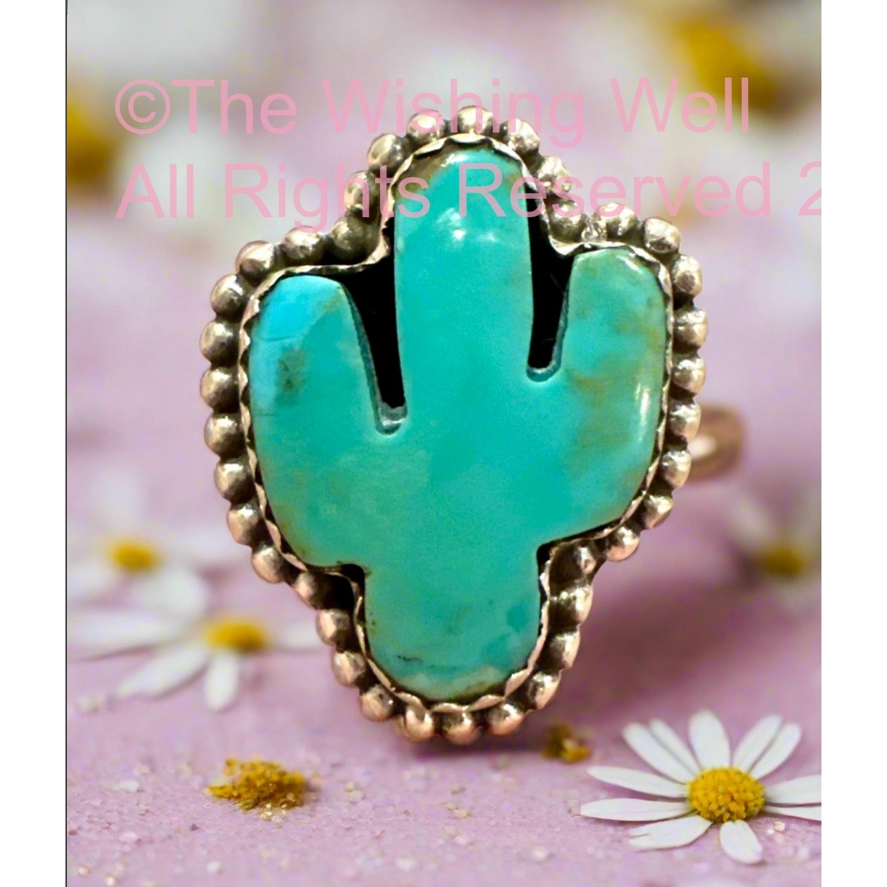 Kingman Green Turquoise | Cactus Ring | 925 | Adjustable Size 5-10