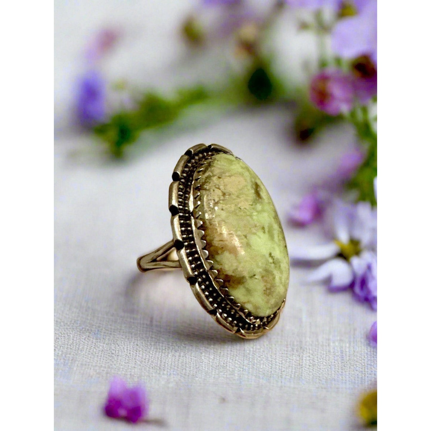 Large Oval Mohave Turquoise Statement Silver Ring Size 9
