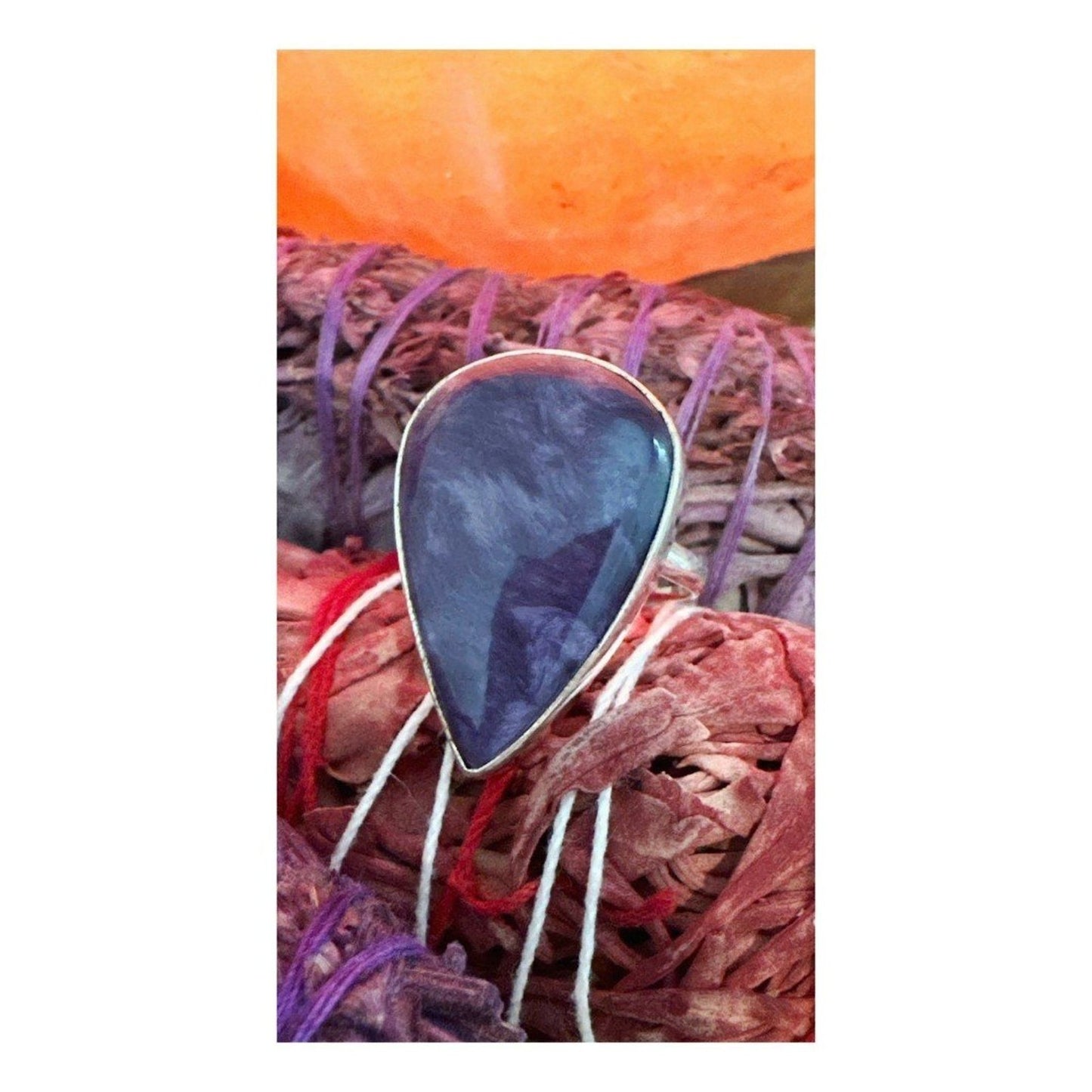 Huge Purple Charoite 925 Sterling Silver Ring Size 8 BOHO