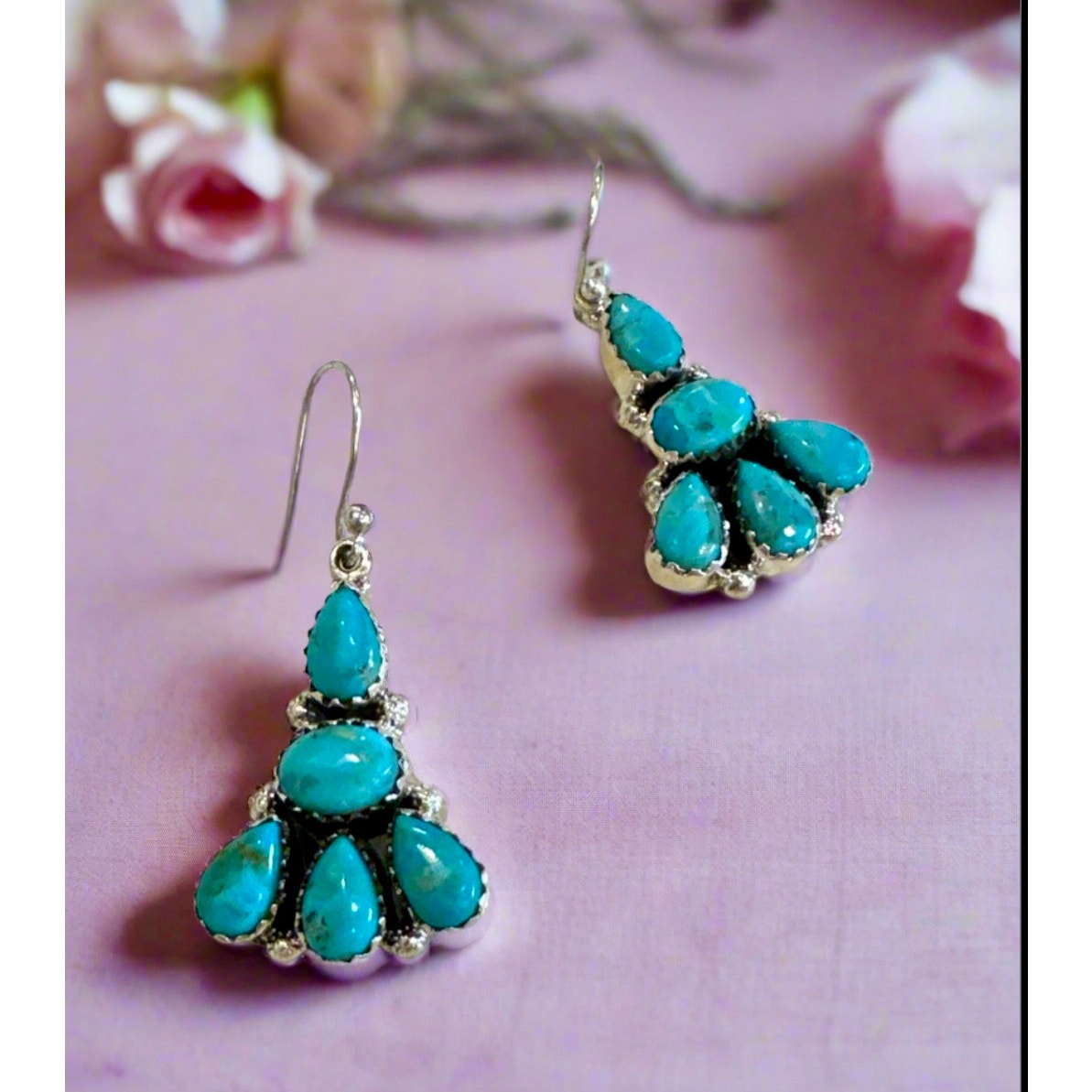 Sonoran Gold Turquoise Teardrop Dangle Earrings 1.5” Long