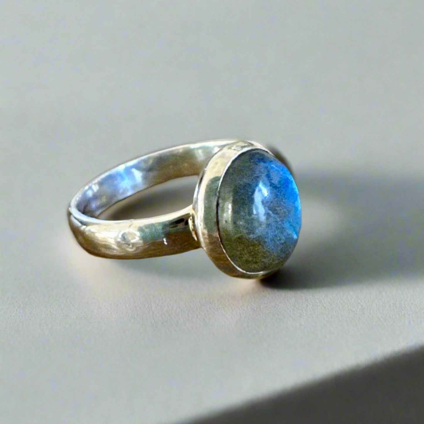 Oval Labradorite.925 Sterling Silver Ring Size 7