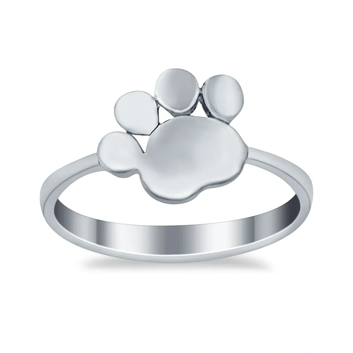 Paw Heart Promise Ring Band Solid 925 Sterling Silver Ring