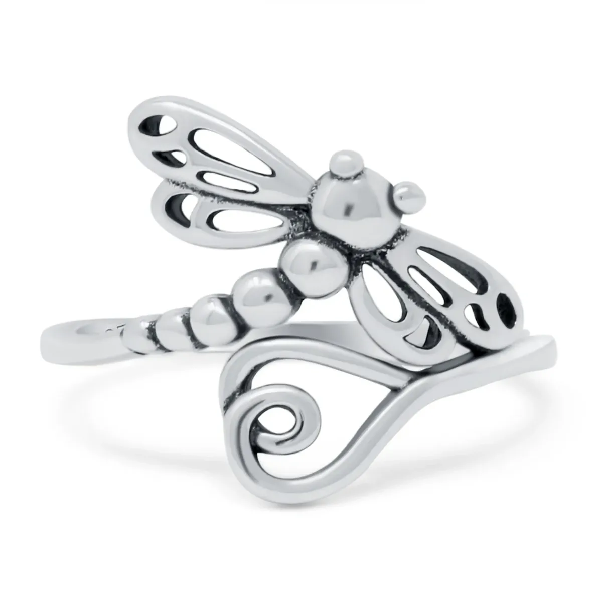 Dragonfly band oxidized 925 sterling silver Ring band