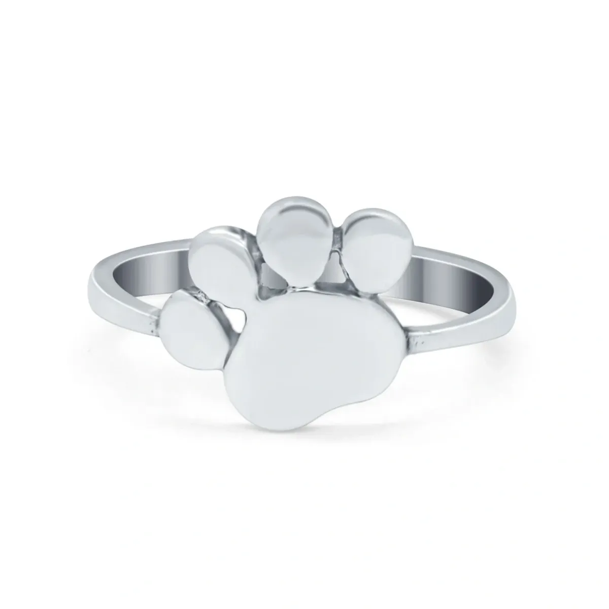 Paw Heart Promise Ring Band Solid 925 Sterling Silver Ring
