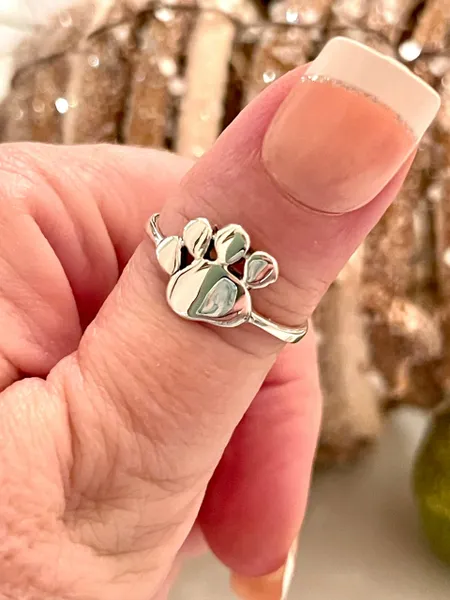 Paw Heart Promise Ring Band Solid 925 Sterling Silver Ring