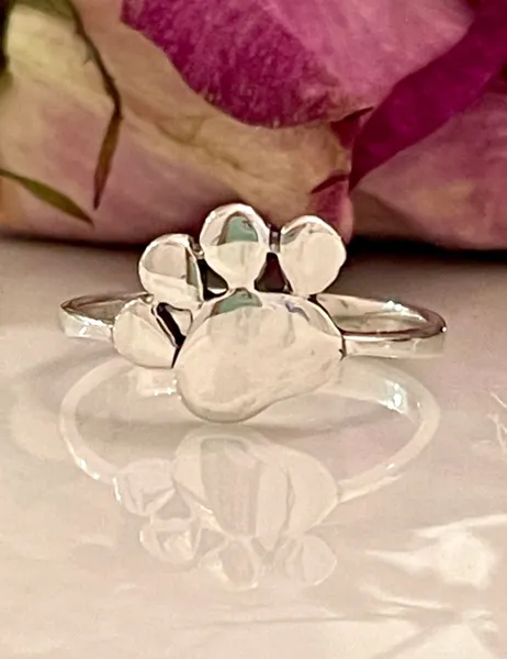 Paw Heart Promise Ring Band Solid 925 Sterling Silver Ring