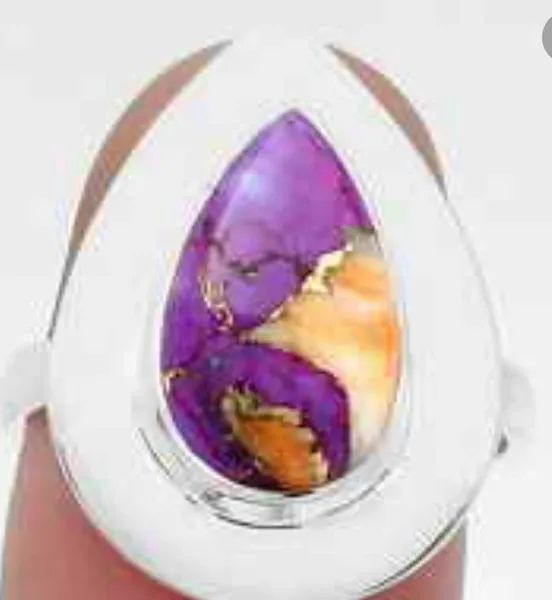 Spiny Oyster Purple Copper .925 sterling silver ring handmade SZ 8