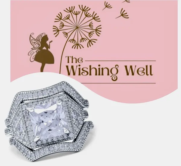Princess Cut Art Deco Three Piece Bridal Set Wedding Ring Simulated CZ 925 Sterling Silver