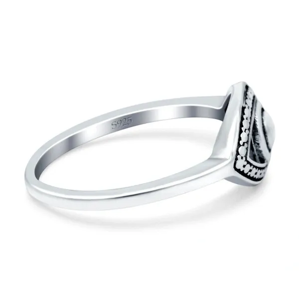Oxidized Solid Sterling Silver Evil Eye Protection Ring Good Luck Band For Her