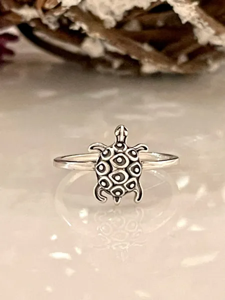 Turtle Band Plain Ring 925 Sterling Silver