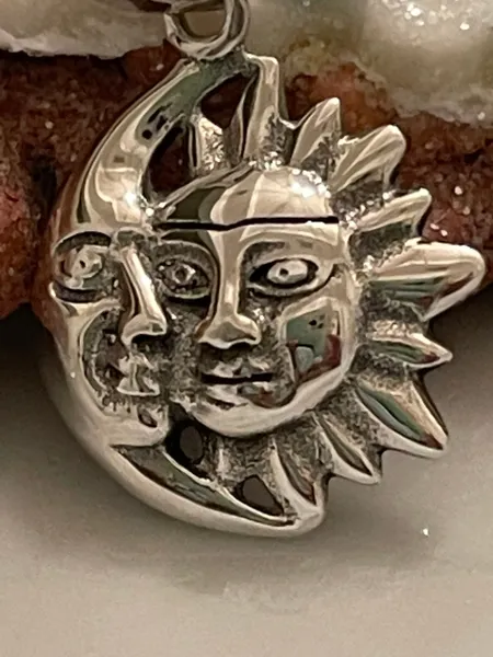 Sterling Silver Moon and Sun Pendant Charm 925 Solid Sterling Silver