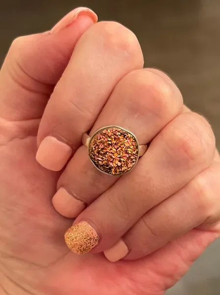 Titanium Druzy Artisan .925 Sterling Silver Ring Size 7.5