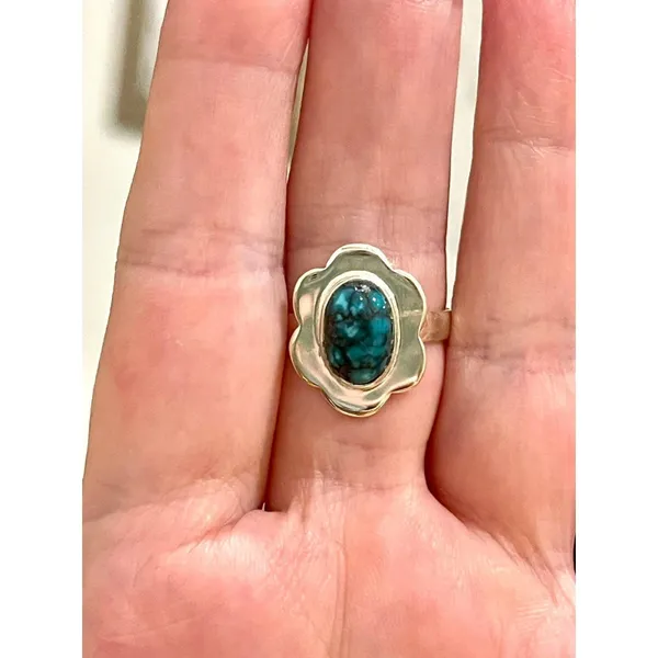 Lucky Charm Tibetan Turquoise Ring size-7.5