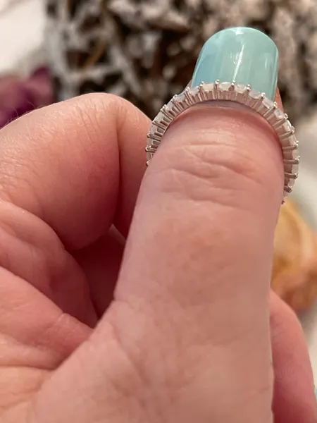 Full eternity stackable engagement ring lab created opal 925 sterling silver ring