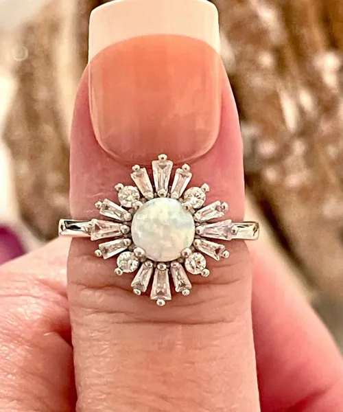 Halo Floral Style Vintage Wedding Ring Lab Created 925 Sterling Silver Ring