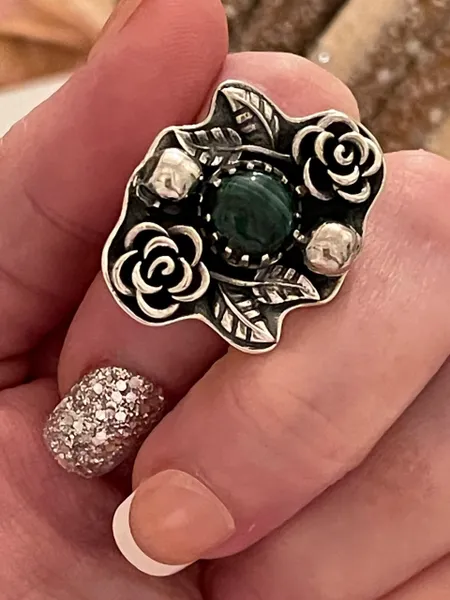 Jade Natural Gemstone & Solid 925 Sterling Silver Ring Size 7.75