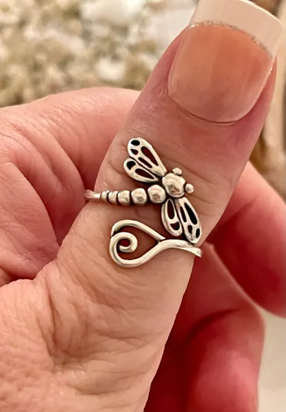 Dragonfly band oxidized 925 sterling silver Ring band