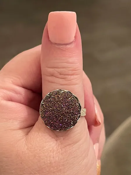 Titanium Druzy Artisan .925 Sterling Silver Ring Size 8.5