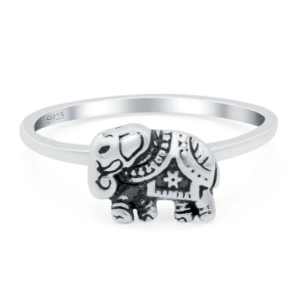 Oxidized Elephant 925 sterling silver ring or thumb ring