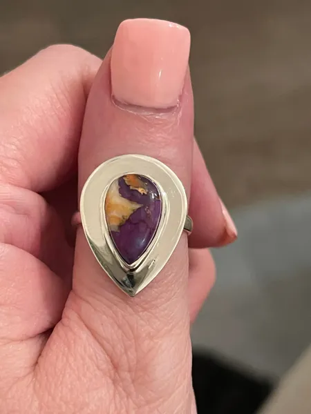 Spiny Oyster Purple Copper .925 sterling silver ring handmade SZ 8