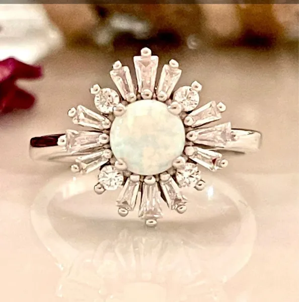 Halo Floral Style Vintage Wedding Ring Lab Created 925 Sterling Silver Ring