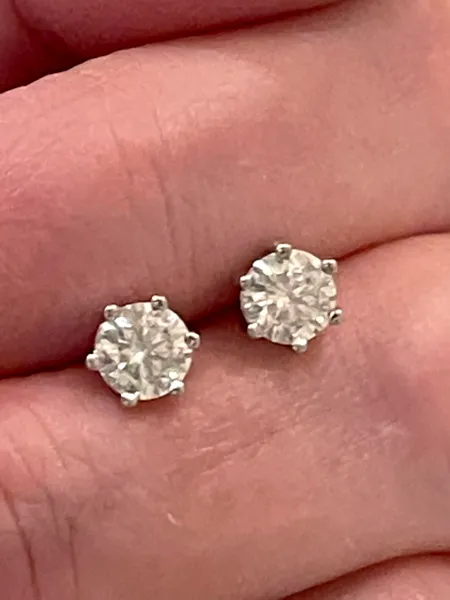 1.0CT Certified Diamond Moissanite round Solitaire earrings