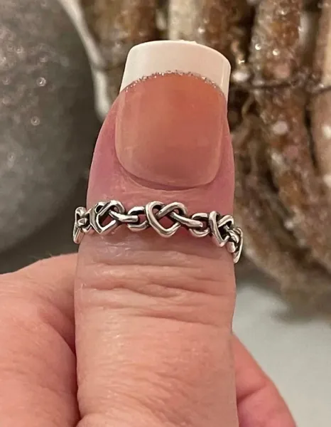 Heart knots oxidized band ring solid 825 sterling silver ring