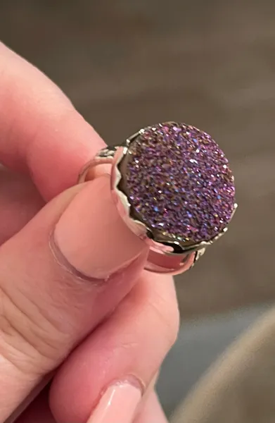 Titanium Druzy Artisan .925 Sterling Silver Ring Size 8.5