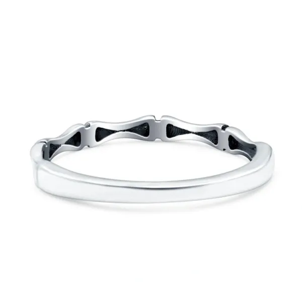 Solid Sterling Silver. 925 Bamboo Dainty Ring Band Stackable