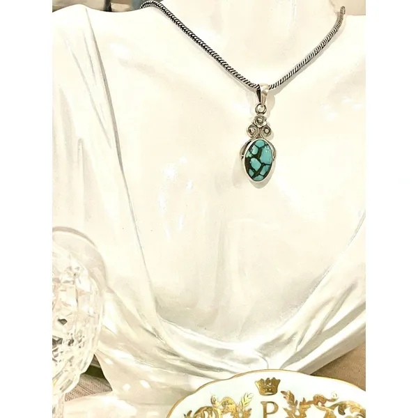 Natural Lucky Charm Tibetan Turquoise Pendant & Free Chain