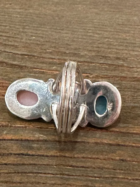 Larimar, Amethyst & Pink Opal Three Stone Bohemian Size 8