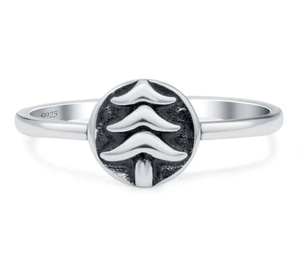 Tree Oxidized Band Solid 925 Sterling Silver Thumb Ring (8mm)